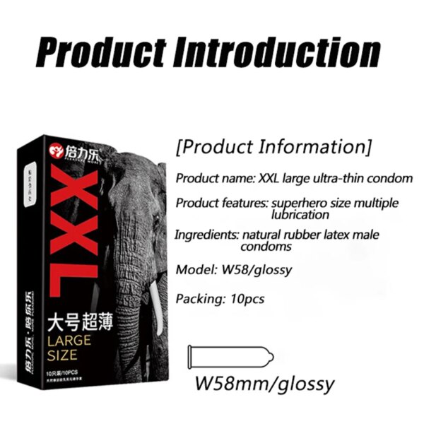Préservatif Ultra fin pour hommes, 10 pièces, préservatif Ultra lubrifié, Latex naturel brillant, bord 58mm, manchon pour pénis, produits de santé sexuelle plus sûrs – Image 6