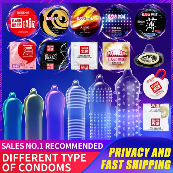 Elasun préservatif Ultra mince plaisir lubrification Passion série préservatifs préservatif en caoutchouc Latex naturel pour hommes produits sexuels – Image 2