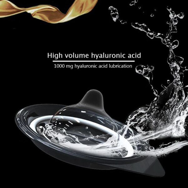Préservatif à l'acide hyaluronique, manchon de pénis en Latex naturel lisse, Ultra fin, sensation naturelle sensible, jouets sexuels pour Couples, Sexshop – Image 5