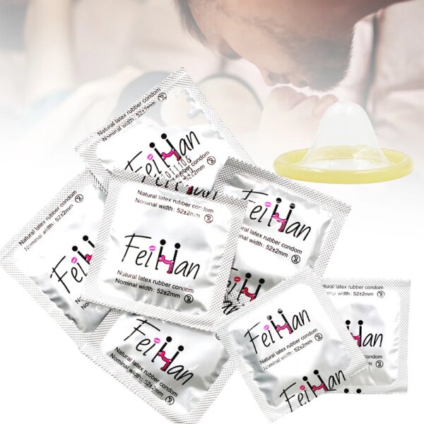 Préservatif à l'acide hyaluronique, manchon pour pénis, lubrification en latex naturel, préservatif ultra fin, fournitures de contraception, jouet sexuel pour adultes – Image 5