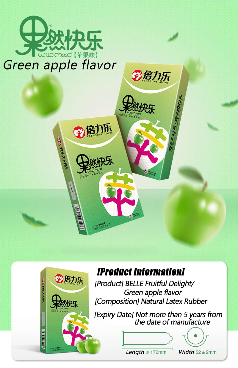 Préservatifs en Latex naturel, 52mm, manchon pour pénis, saveur de Fruit, paquet de 10, Extra lubrifié, Six Styles, jouets de santé sexuelle plus sûrs pour adultes