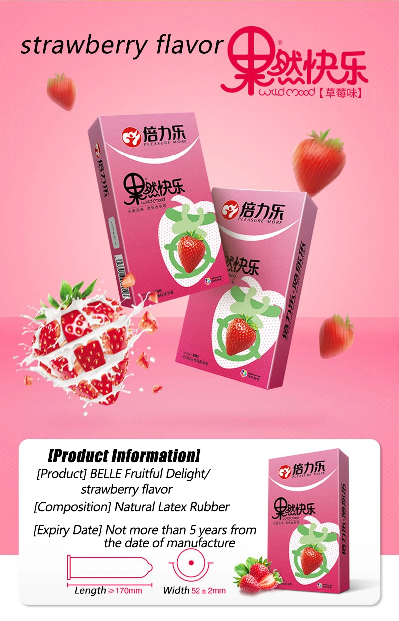 Préservatifs en Latex naturel, 52mm, manchon pour pénis, saveur de Fruit, paquet de 10, Extra lubrifié, Six Styles, jouets de santé sexuelle plus sûrs pour adultes