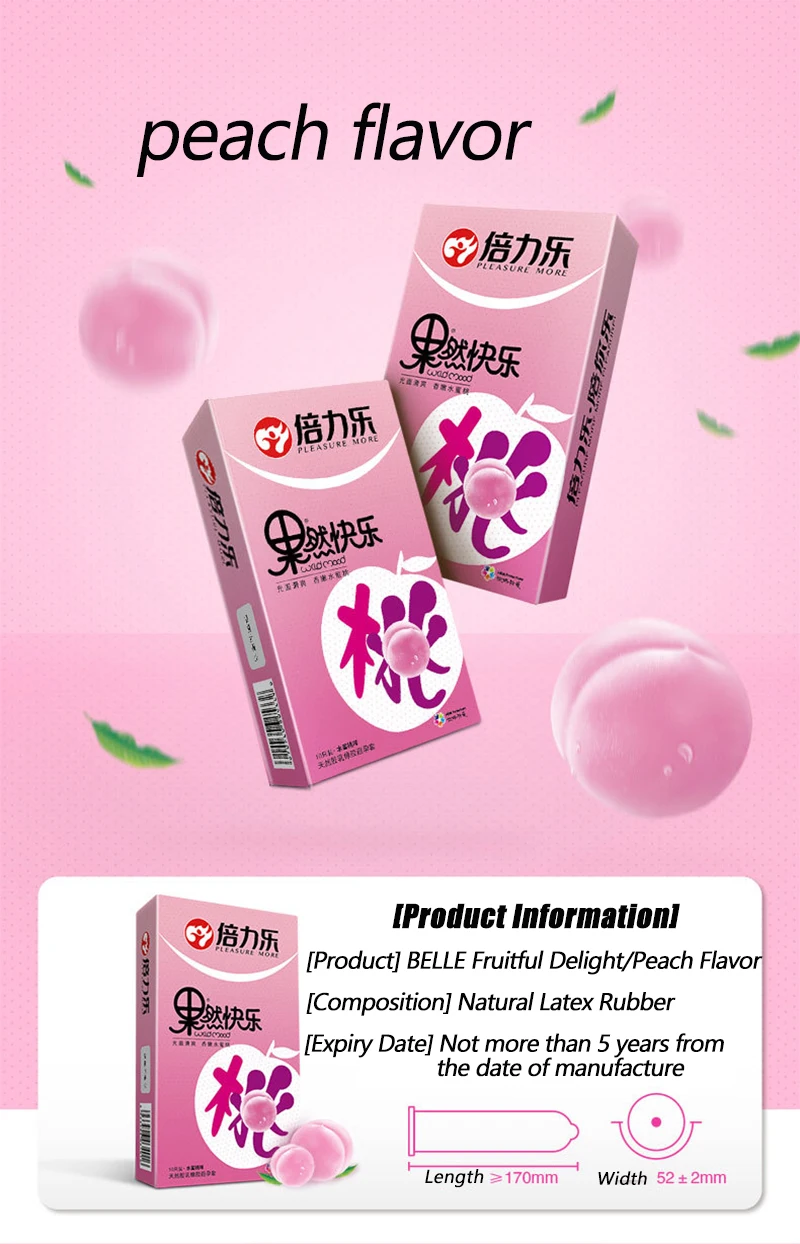 Préservatifs en Latex naturel, 52mm, manchon pour pénis, saveur de Fruit, paquet de 10, Extra lubrifié, Six Styles, jouets de santé sexuelle plus sûrs pour adultes