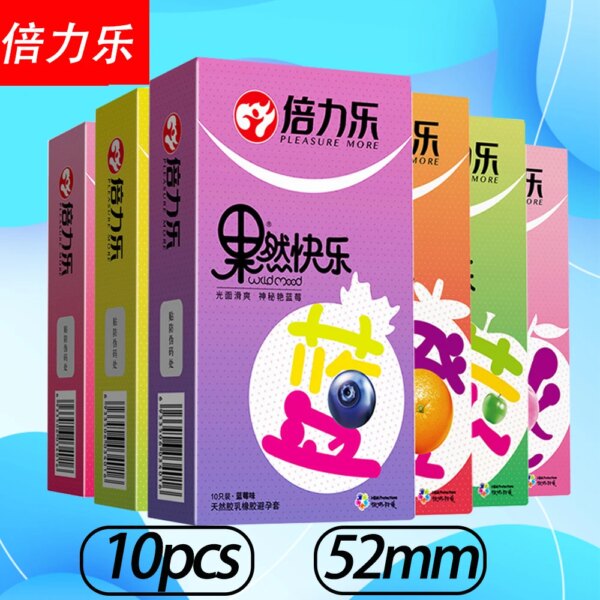 Préservatifs en Latex naturel, 52mm, manchon pour pénis, saveur de Fruit, paquet de 10, Extra lubrifié, Six Styles, jouets de santé sexuelle plus sûrs pour adultes