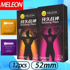 Préservatif Ultra-fin retard masculin durée de vie prolongée 12 pièces manchon de pénis brillant grandes particules préservatif 52mm produit sexuel plus sûr pour adulte