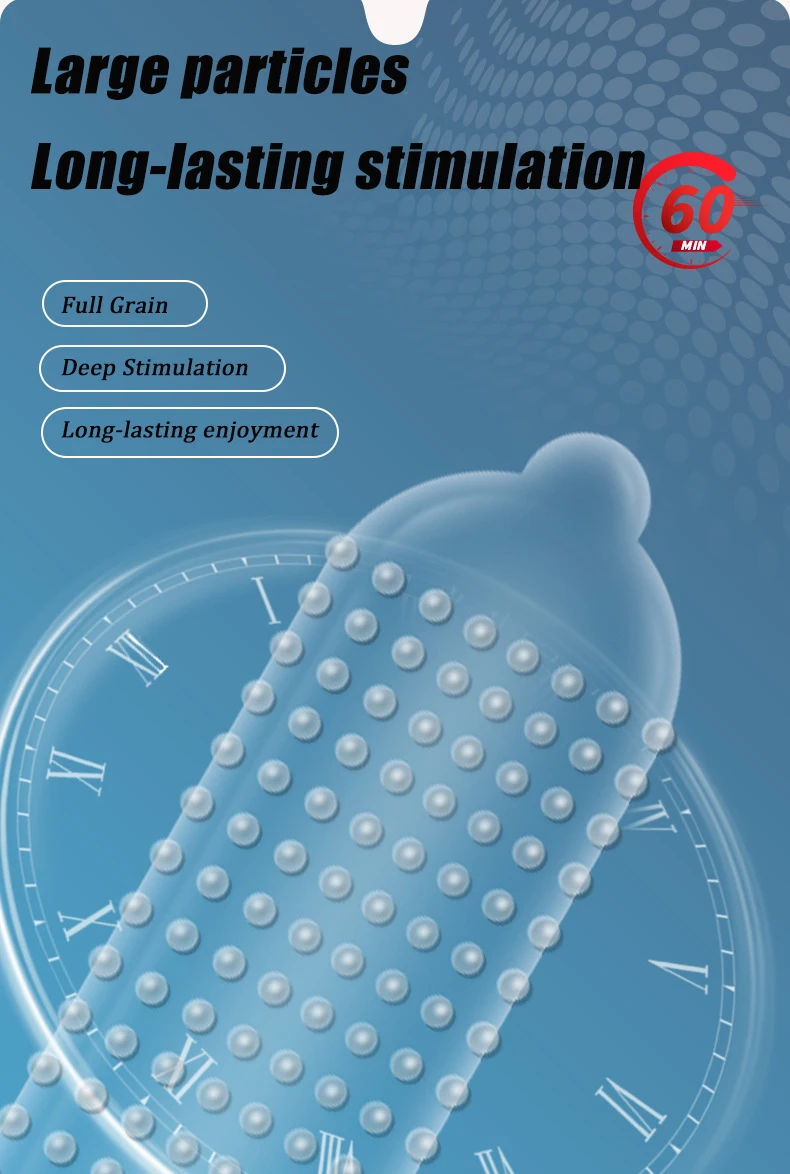 Préservatif Ultra-fin retard masculin durée de vie prolongée 12 pièces manchon de pénis brillant grandes particules préservatif 52mm produit sexuel plus sûr pour adulte