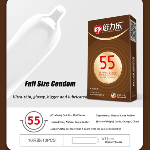 Grand préservatif Ultra fin 55/56/58/60mm, manchons pour pénis, lubrifiant en Latex naturel brillant, produits sexuels érotiques plus sûrs pour adultes – Image 6