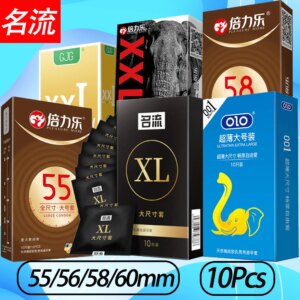 Grand préservatif Ultra fin 55/56/58/60mm, manchons pour pénis, lubrifiant en Latex naturel brillant, produits sexuels érotiques plus sûrs pour adultes