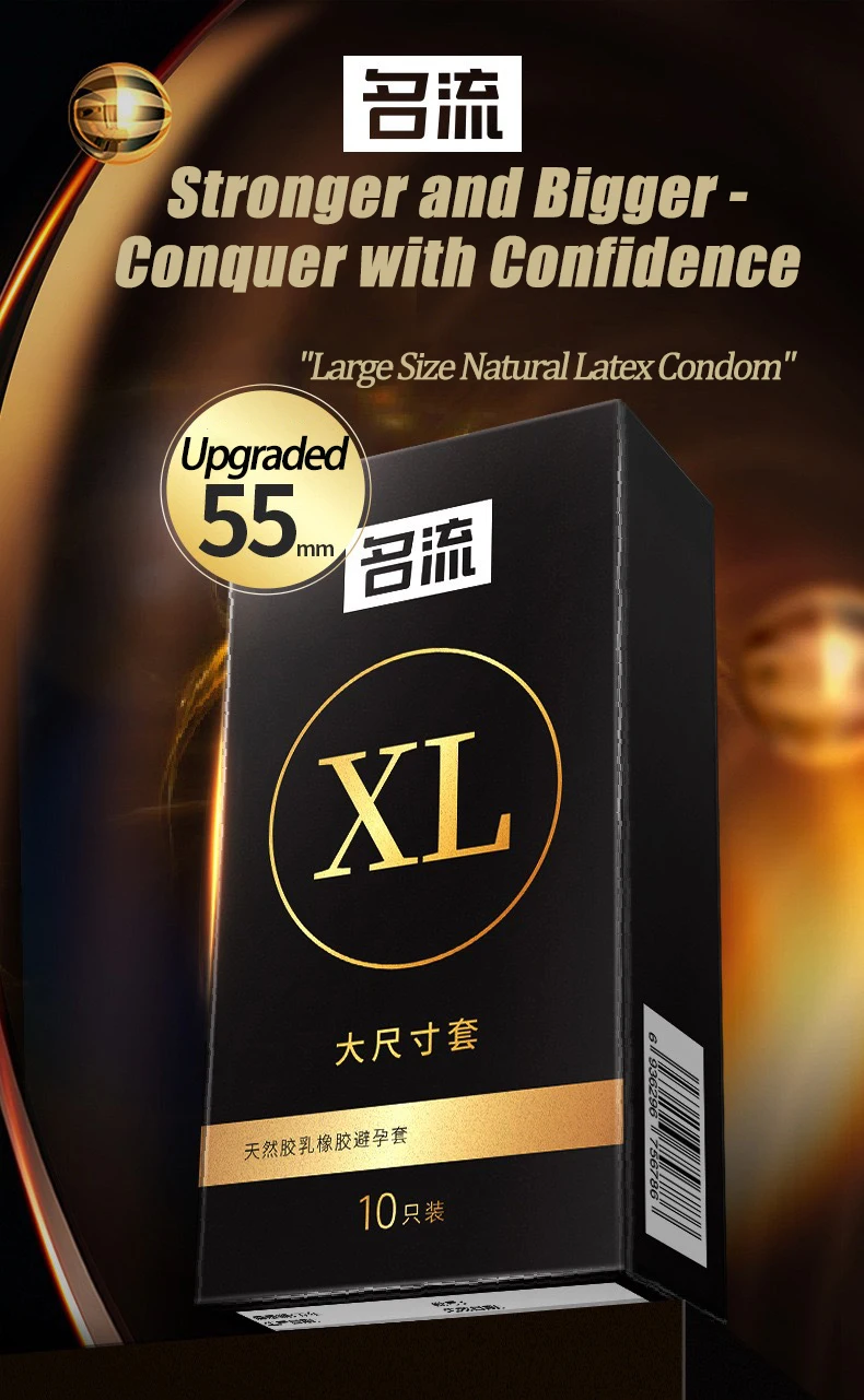 Grand préservatif Ultra fin 55/56/58/60mm, manchons pour pénis, lubrifiant en Latex naturel brillant, produits sexuels érotiques plus sûrs pour adultes