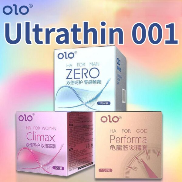 OLO-Manchon de pénis ultra-mince pour homme, 10 pièces, 0.01 zéro sensation, acide hyaluronique, retard d'éjaculation, jouet sexuel pour adultes de 18 ans et plus – Image 3