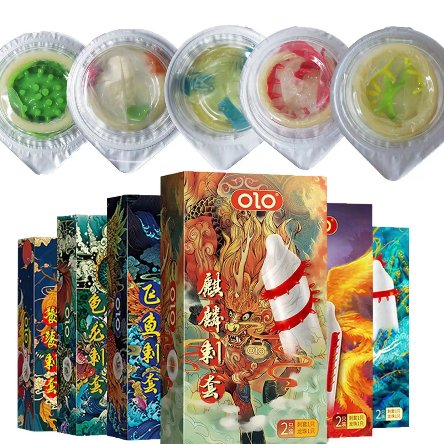 1 boîte OLO Sex Fun préservatifs à pointes jouets sexuels pour hommes 18 + préservatifs Ultra-minces Stimulation du point G manchon du pénis avec balle Sexshop adulte