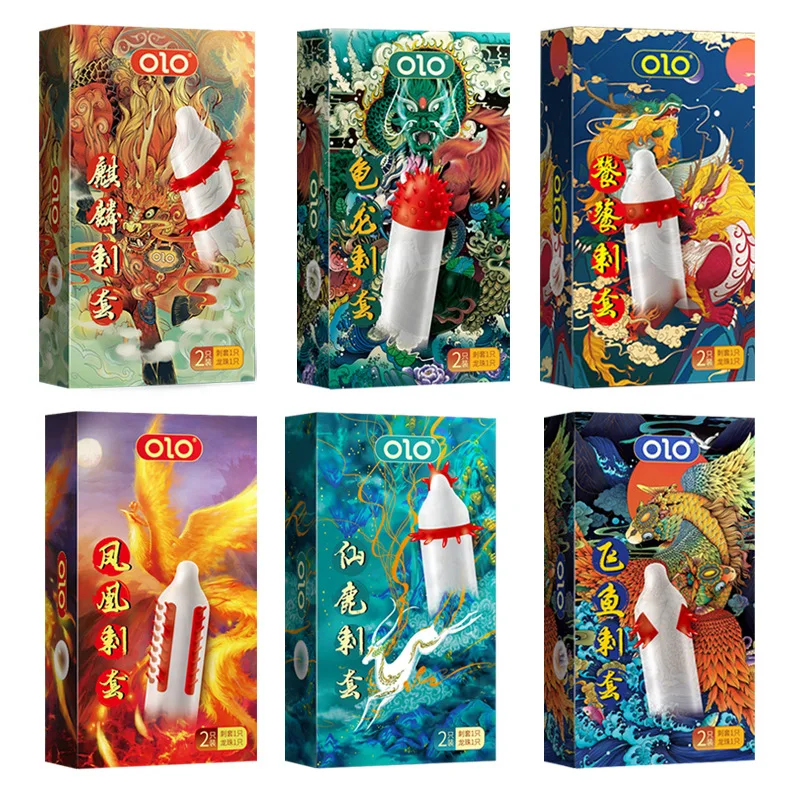 1 boîte OLO Sex Fun préservatifs à pointes jouets sexuels pour hommes 18 + préservatifs Ultra-minces Stimulation du point G manchon du pénis avec balle Sexshop adulte