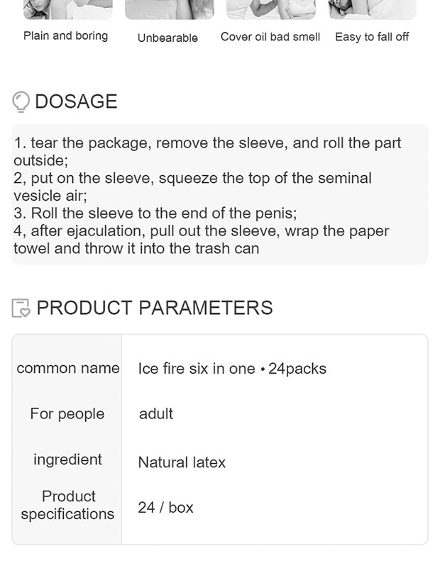 24/96 pièces préservatifs de feu de glace jouets sexuels pour hommes manchon de pénis adulte de haute qualité Six types préservatif Couple Contraception fournitures Sexy 24/96 pièces préservatifs de feu de glace jouets sexuels pour hommes manchon de pénis adulte de haute qualité Six types préservatif Couple Contraception fournitures Sexy
