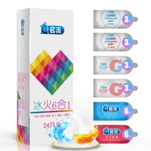 24/96 pièces préservatifs de feu de glace jouets sexuels pour hommes manchon de pénis adulte de haute qualité Six types préservatif Couple Contraception fournitures Sexy