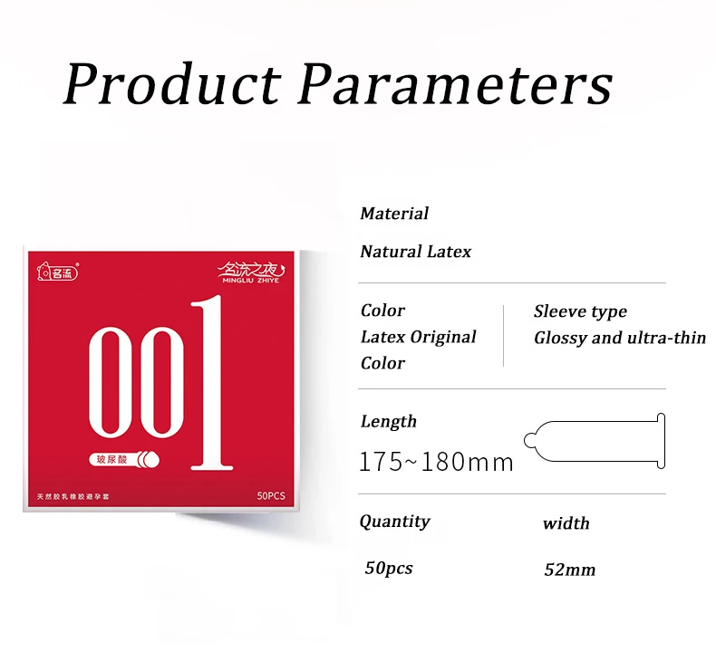 Préservatifs à l'acide hyaluronique 52mm 100/50pcs hommes Couples brillant Ultra mince manches de pénis jouets sexuels préservatifs plus sûrs produits Sexshop