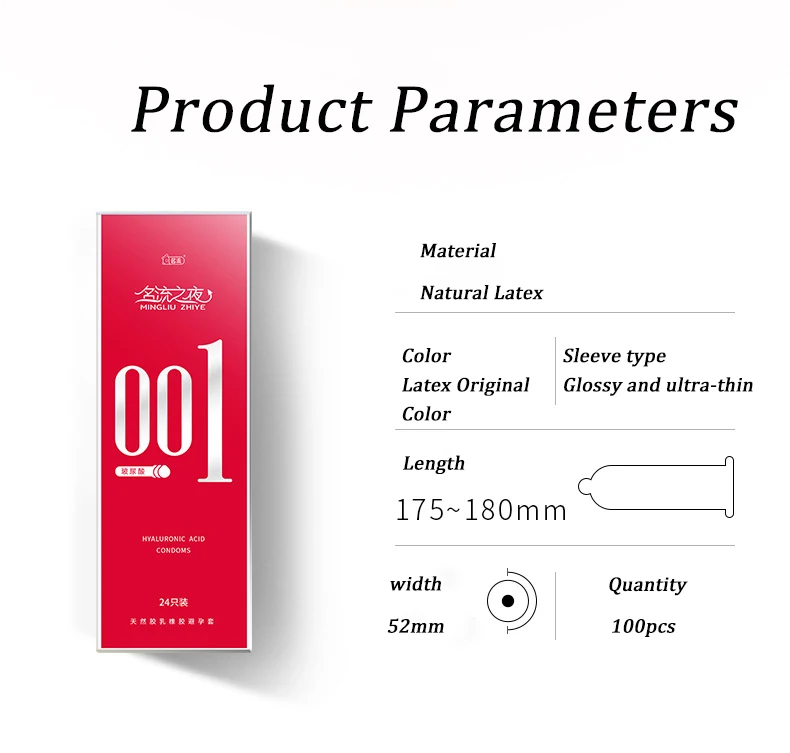Préservatifs à l'acide hyaluronique 52mm 100/50pcs hommes Couples brillant Ultra mince manches de pénis jouets sexuels préservatifs plus sûrs produits Sexshop