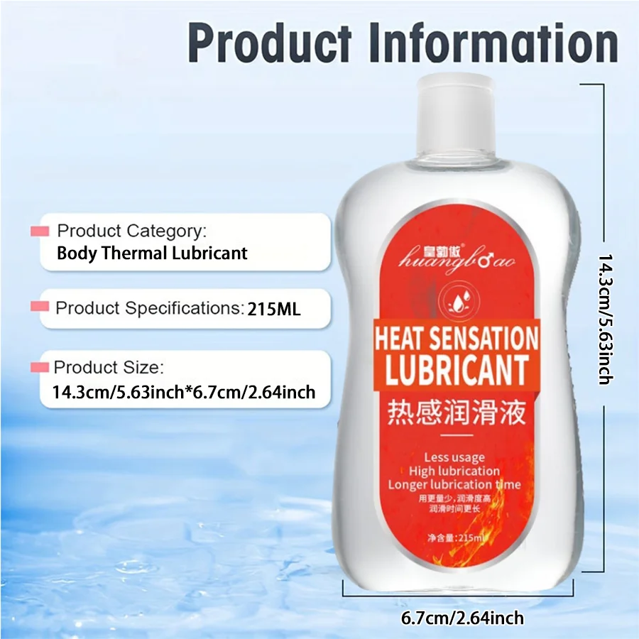 Lubrifiant thermique à base d'eau huile sexuelle Massage de Masturbation huile de cul Anal lubrifiant pour le corps humain pour le sexe 215 ml
