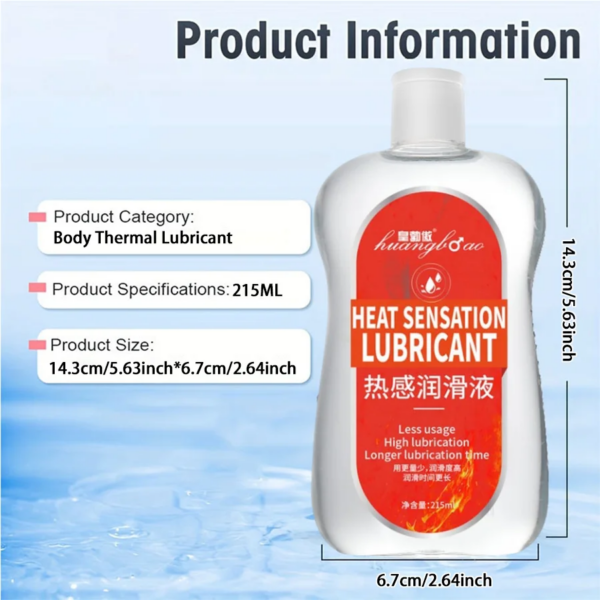 Lubrifiant thermique à base d'eau huile sexuelle Massage de Masturbation huile de cul Anal lubrifiant pour le corps humain pour le sexe 215 ml – Image 4