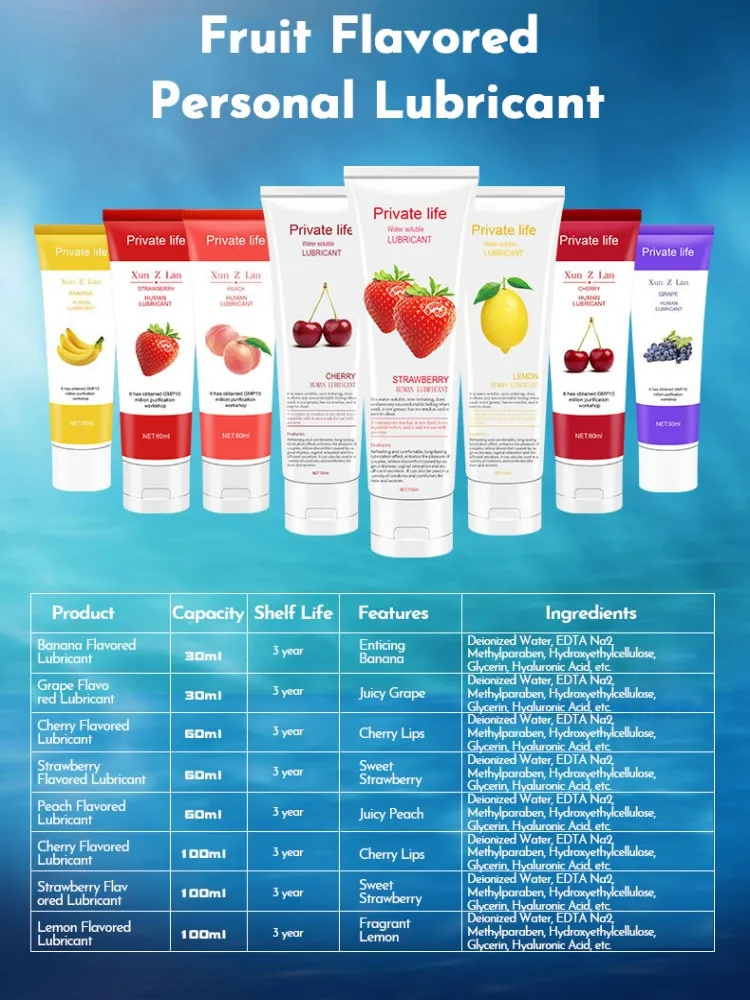 Meilleure vente nouveau type de lubrifiant sexuel, gel de lubrification à base d'eau au goût de fruit, lubrification anale féminine, lubrifiant sexuel vaginal