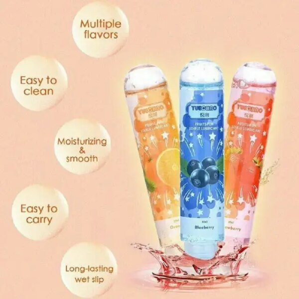 Gel lubrifiant fruité lisse pour le corps sexuel adulte, 80ml, saveur comestible, produit de santé sexuelle, parfait pour réchauffer, Massage sensuel, jouets sexuels – Image 4