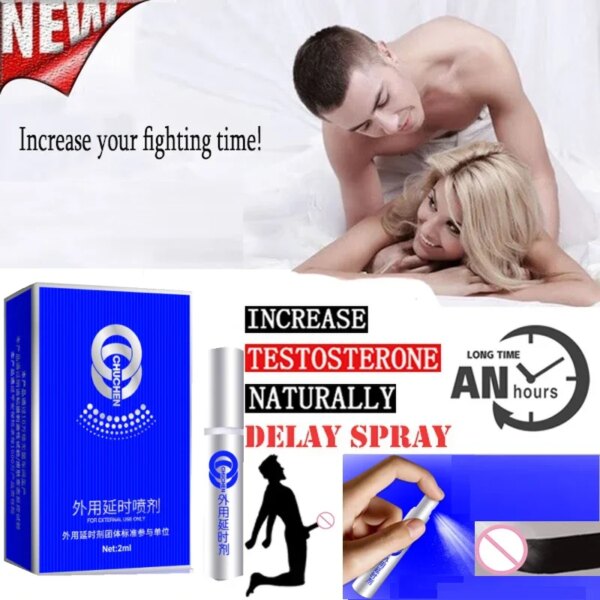 Spray retardateur sexuel pour hommes, Anti-éjaculation prématurée, érection masculine, prolonge l'agrandissement, produits de 60 Minutes
