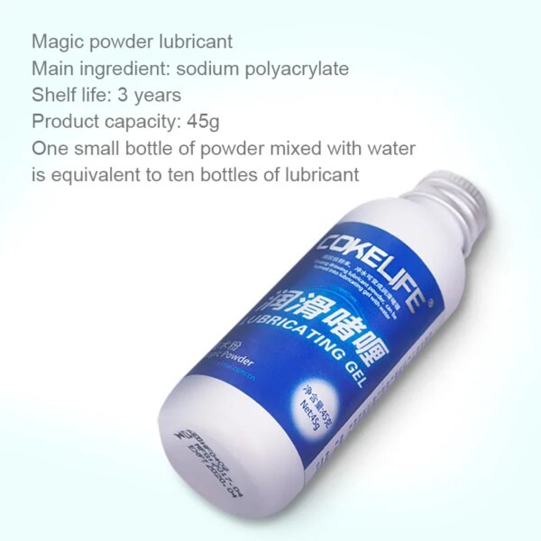 Cokelife lubrifiant magique Gel lubrifiant soluble dans l'eau poudre magique mélange de lubrifiant avec eau huile lubrifiante vaginale graisse pour sexe Anal – Image 3