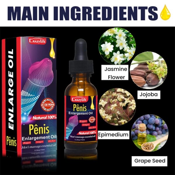 Huile d'agrandissement du pénis pour hommes adultes, croissance de la grosse bite, amélioration de l'érection, huile de massage, soins personnels masculins, retard d'orgasme sexy, produit de sexe liquide – Image 2