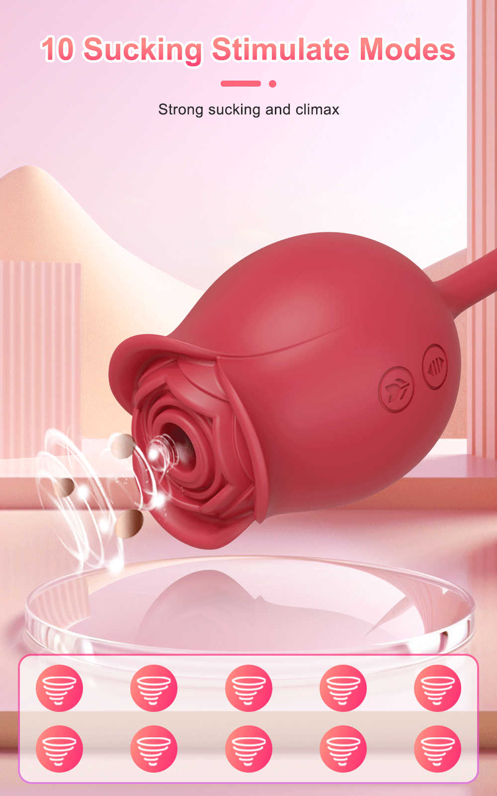 Godemiché vibrateur à succion de Rose pour femmes, stimulateur de Clitoris et de mamelon, œuf vibrant, langue, léchage, ventouse de Clitoris, jouets sexuels