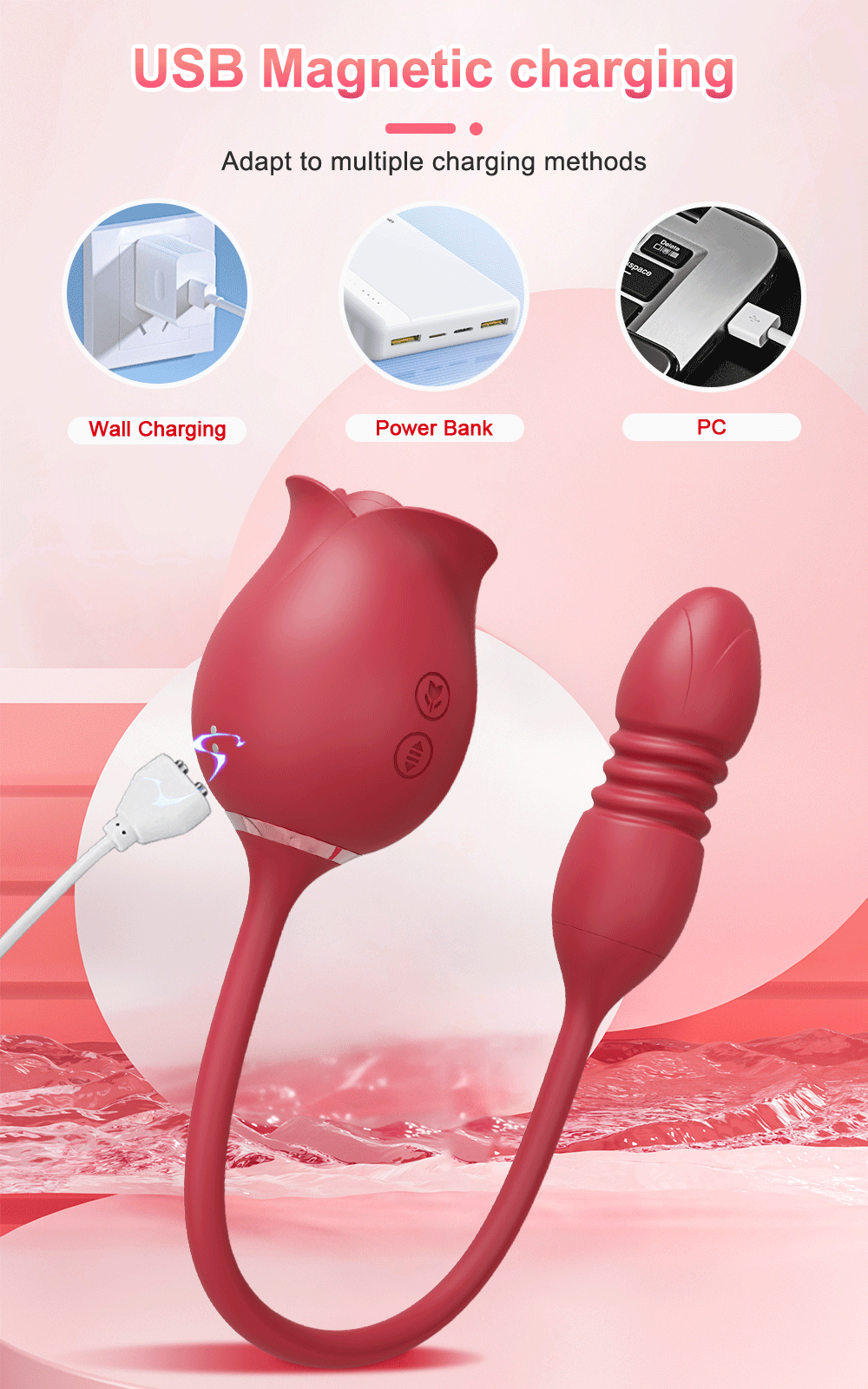 Godemiché vibrateur à succion de Rose pour femmes, stimulateur de Clitoris et de mamelon, œuf vibrant, langue, léchage, ventouse de Clitoris, jouets sexuels