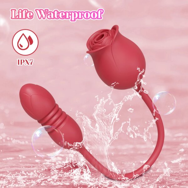 Godemiché vibrateur à succion de Rose pour femmes, stimulateur de Clitoris et de mamelon, œuf vibrant, langue, léchage, ventouse de Clitoris, jouets sexuels – Image 4