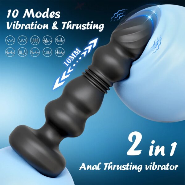 Plug Anal vibrateur perles anales masseur de Prostate mâle télescopique vibrant godemichet Anal stimulateur jouets sexuels pour femmes hommes – Image 2