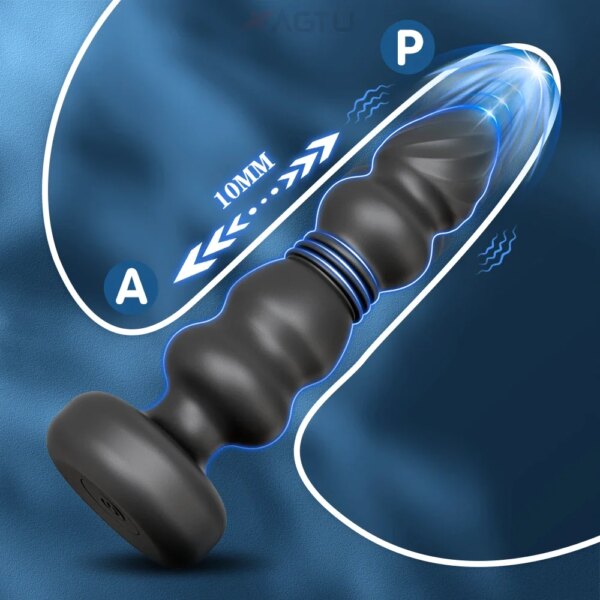 Plug Anal vibrateur perles anales masseur de Prostate mâle télescopique vibrant godemichet Anal stimulateur jouets sexuels pour femmes hommes – Image 3