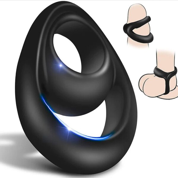 Nouveau Double anneau pénis anneau pour hommes retarder l'éjaculation érection Couple jouet sexuel produit adulte homme Dick agrandisseur anneaux Sex Shop