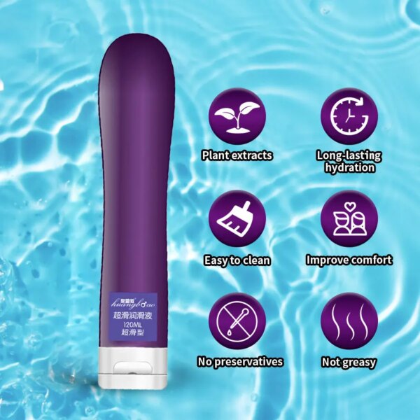 Lubrifiant Anal soluble dans l'eau Ultra-dérapant, hydratant longue durée, gode vibrateur pour Couples adultes, huile sexuelle 120ml – Image 3