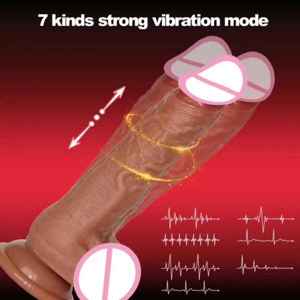 Gode réaliste vibrateur télescopique pénis rotatif adulte bite vagin Masturbation Plug Anal godes chauffants jouets sexuels pour les femmes sexy toy homme et femme gode sextoy god sextoys sexy adult female sexy towys – Image 3