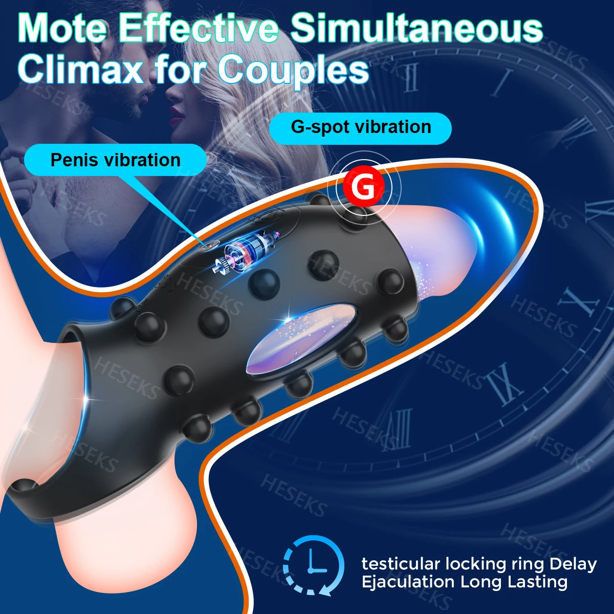 HESEKS vibrateur manchon de pénis anneau de coq Extender pour testicules de pénis Stimulation du point G Couples jouets sexuels pour adultes pour hommes femmes 18 +