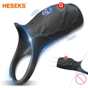 HESEKS vibrateur manchon de pénis anneau de coq Extender pour testicules de pénis Stimulation du point G Couples jouets sexuels pour adultes pour hommes femmes 18 +