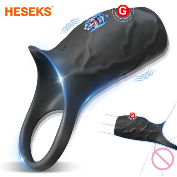 HESEKS vibrateur manchon de pénis anneau de coq Extender pour testicules de pénis Stimulation du point G Couples jouets sexuels pour adultes pour hommes femmes 18 +