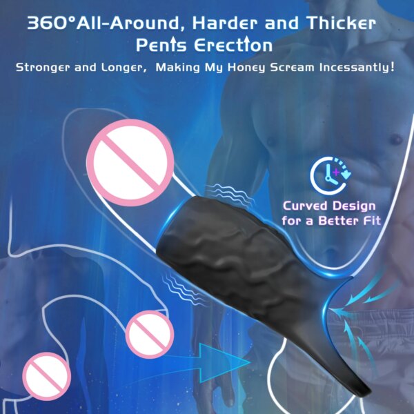 HESEKS vibrateur manchon de pénis anneau de coq Extender pour testicules de pénis Stimulation du point G Couples jouets sexuels pour adultes pour hommes femmes 18 + – Image 3