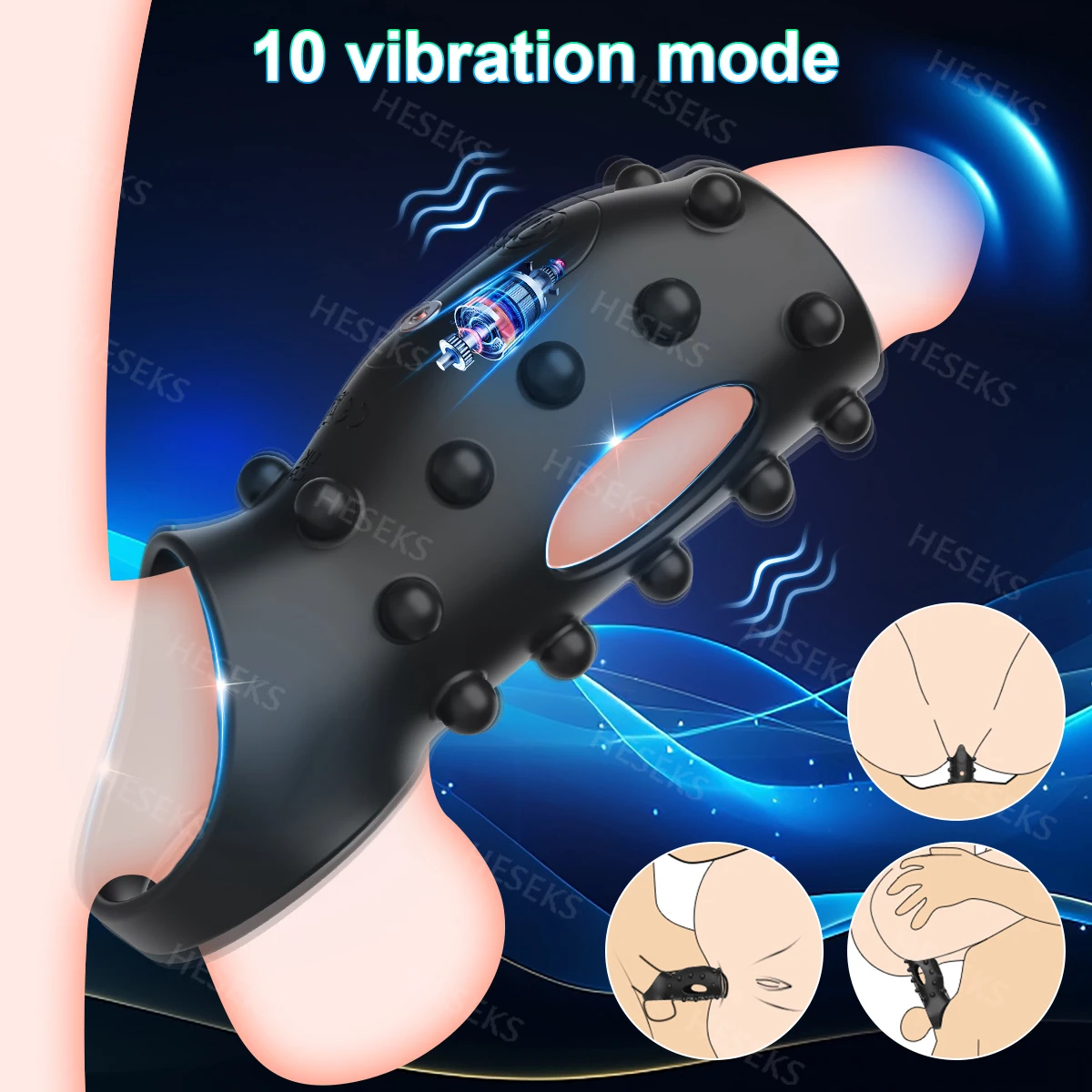 HESEKS vibrateur manchon de pénis anneau de coq Extender pour testicules de pénis Stimulation du point G Couples jouets sexuels pour adultes pour hommes femmes 18 +