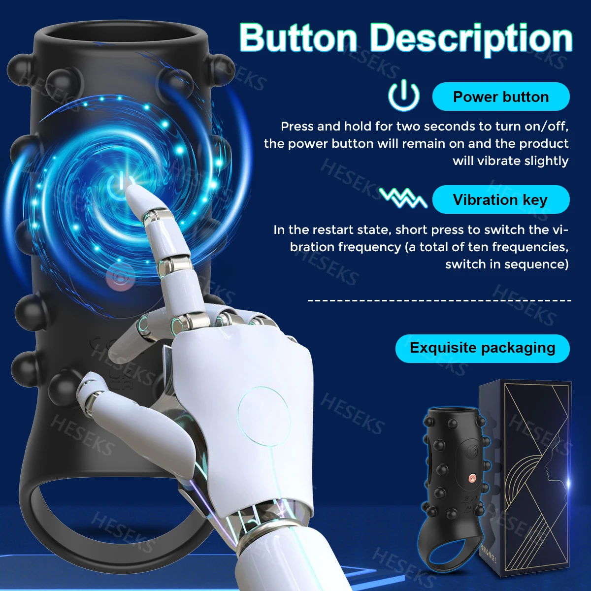 HESEKS vibrateur manchon de pénis anneau de coq Extender pour testicules de pénis Stimulation du point G Couples jouets sexuels pour adultes pour hommes femmes 18 +