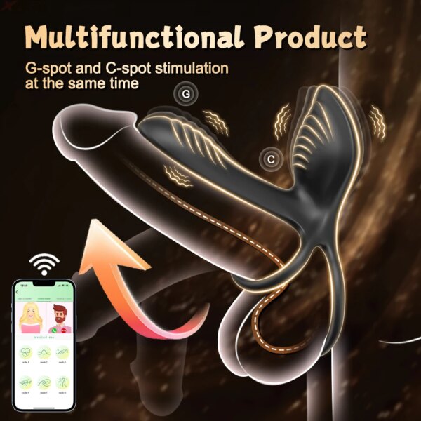 Anneau de pénis vibrant pour hommes, sans fil, Bluetooth, retarde l'éjaculation, vibrateur, Clitoris, Stimulation du point G, jouets sexuels pour Couple – Image 2