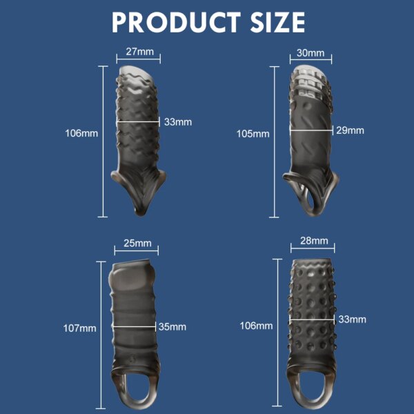 Préservatif retardateur réutilisable, Extension du manchon du pénis, gode, Plug Anal adulte, jouets sexuels pour hommes, sans vibrateur, produits sexuels pour femmes – Image 5