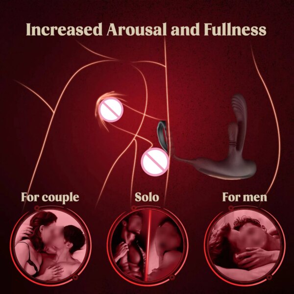 Vibromasseur anal à pétrissage circulaire à 360 °, masseur de prostate masculin avec anneau pénien, 3 en 1, vibrateurs en forme de L, jouet sexuel anal adulte pour gay – Image 5