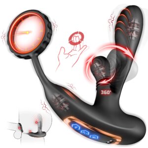Vibromasseur anal à pétrissage circulaire à 360 °, masseur de prostate masculin avec anneau pénien, 3 en 1, vibrateurs en forme de L, jouet sexuel anal adulte pour gay