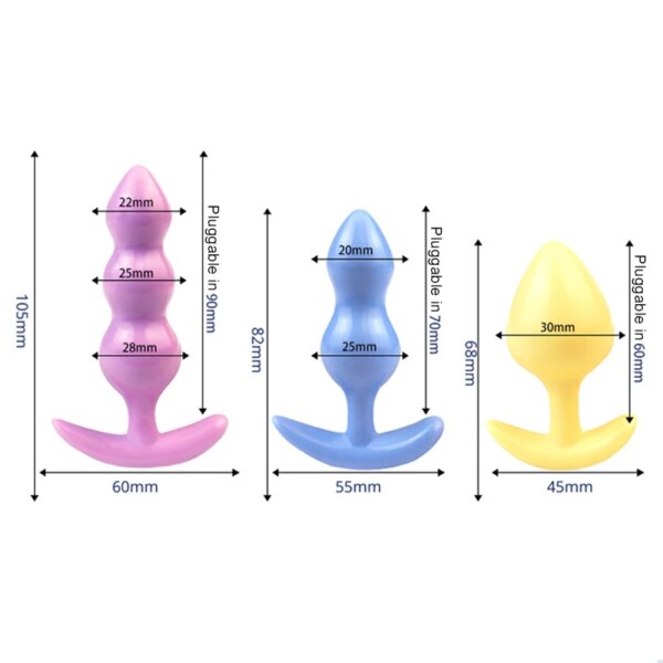 Plug anal en silicone pour couples, masseur de prostate, gode pour femmes, mastateurs de jaune, jouets sexuels pour gay, 7,0 produits, 3 pièces – Image 5