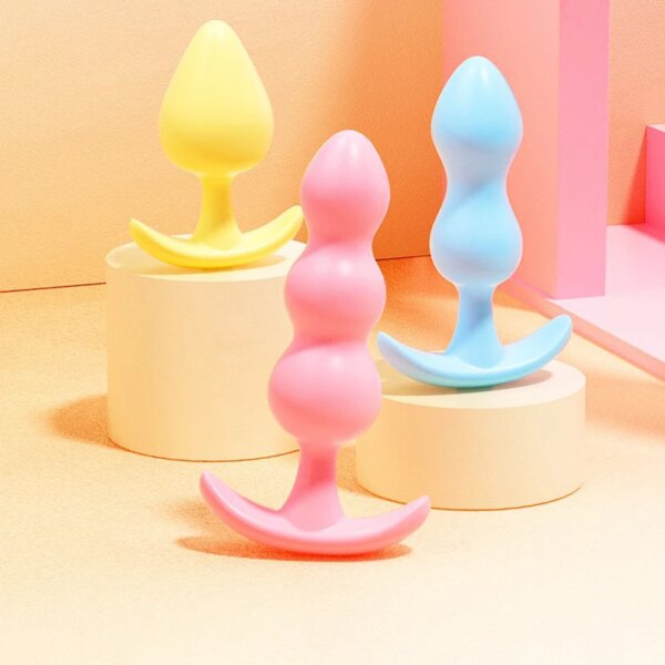 Plug anal en silicone pour couples, masseur de prostate, gode pour femmes, mastateurs de jaune, jouets sexuels pour gay, 7,0 produits, 3 pièces