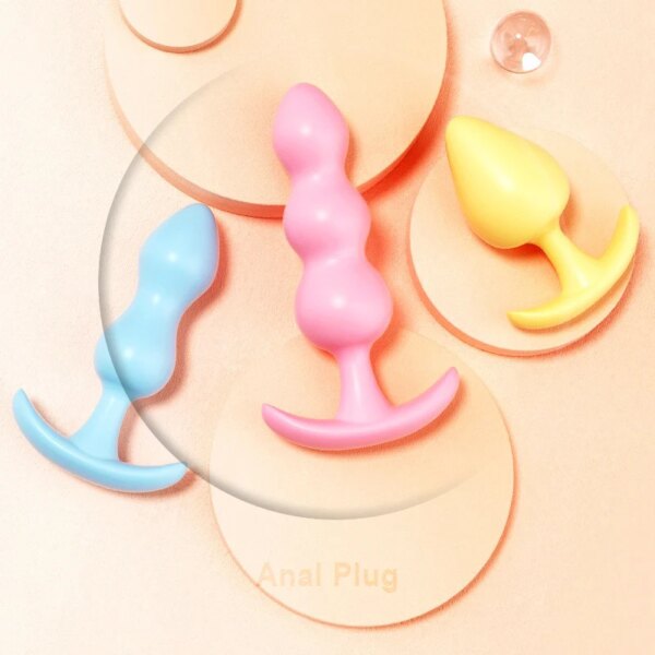 Plug anal en silicone pour couples, masseur de prostate, gode pour femmes, mastateurs de jaune, jouets sexuels pour gay, 7,0 produits, 3 pièces – Image 2