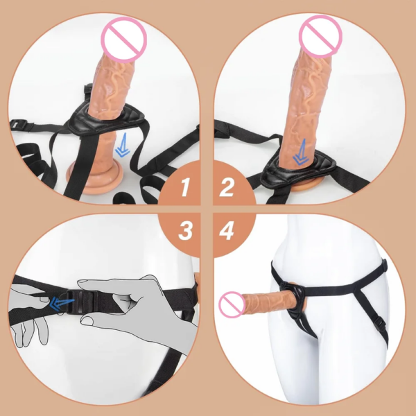 Gode à sangle pour femme, pénis réaliste avec ventouse, gode anal point G, ceinture éducative, culotte portable, jouets sexuels pour adultes, bite vaginale – Image 6