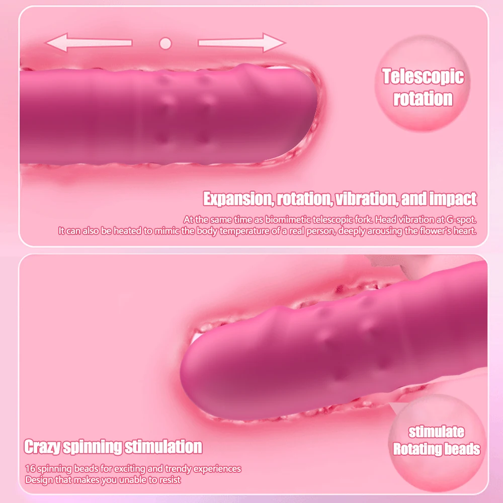 Machine sexuelle pour débutant, gode télescopique, vibrateur, poussée, chatte rétractable, point G, Stimulation anale clitoridienne, jouets sexuels pour femmes